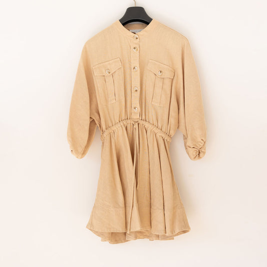 SHONA JOY BRODIE LINEN BALLOON SLEEVE DRESS