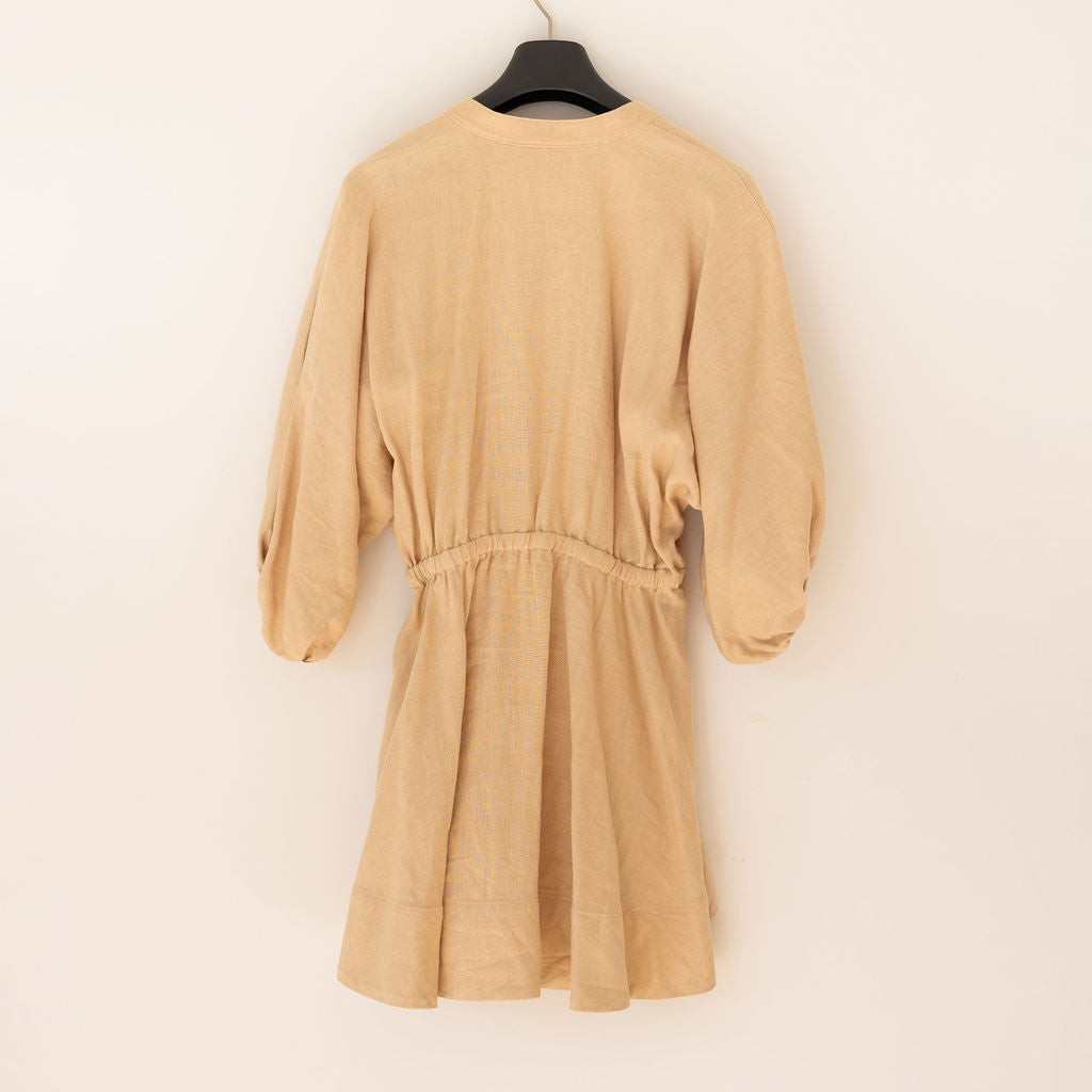 SHONA JOY BRODIE LINEN BALLOON SLEEVE DRESS