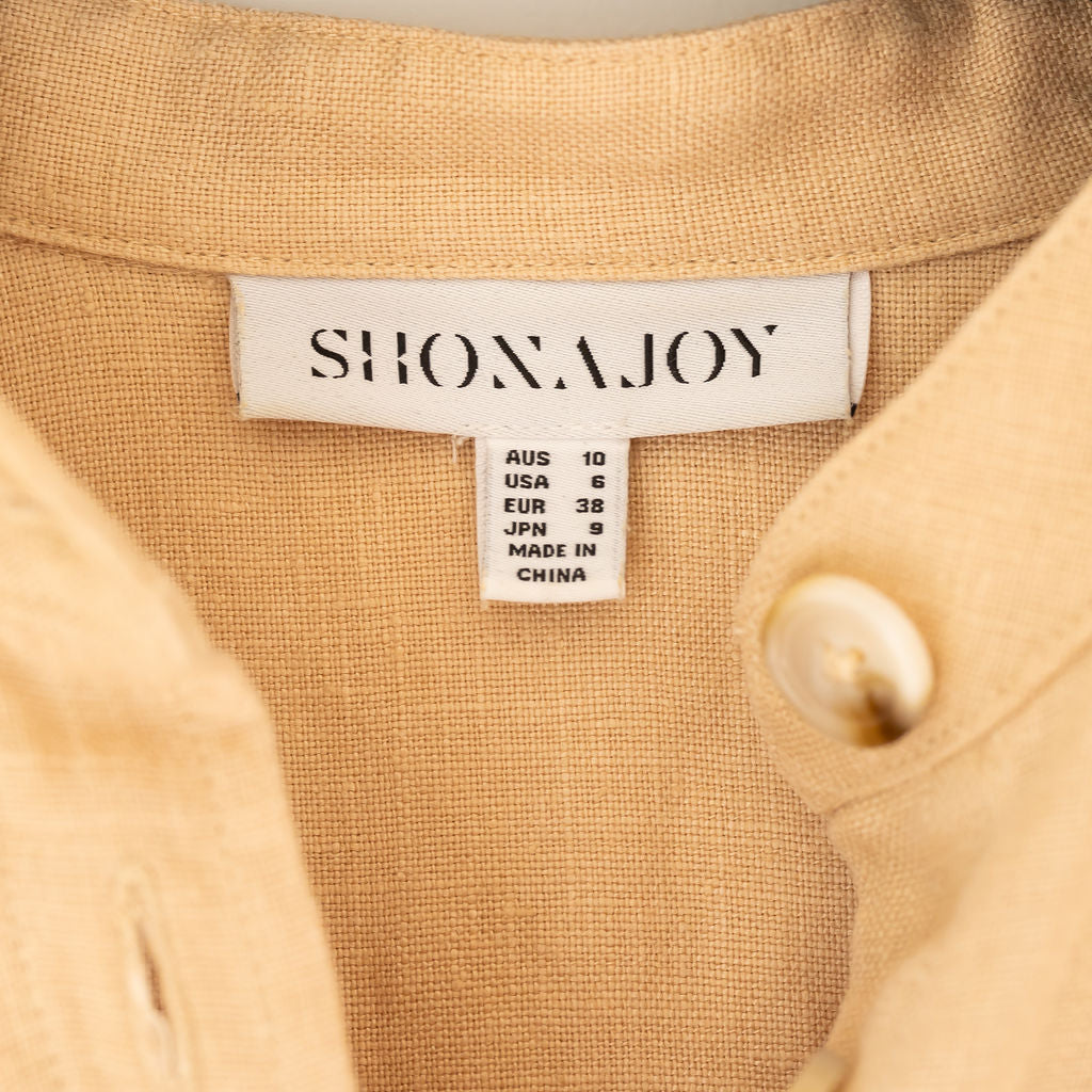SHONA JOY BRODIE LINEN BALLOON SLEEVE DRESS