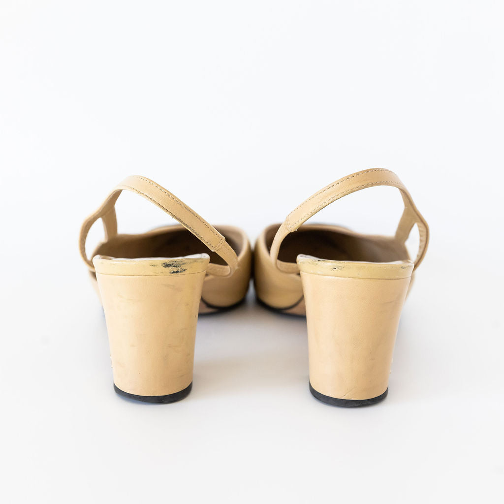 CHANEL SLING-BACK BEIGE & BLACK