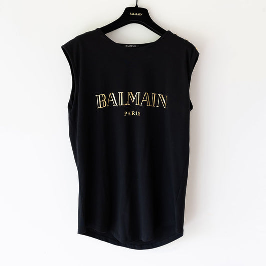 BALMAIN LOGO PRINT VEST TOP