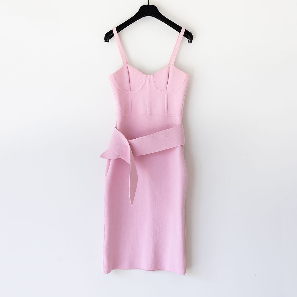 SCANLAN THEODORE CREPE KNIT BUSTIER DRESS