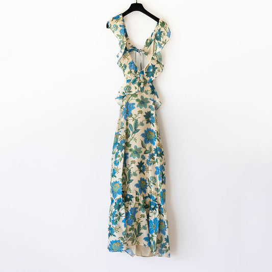 SIR THE LABEL CELIA FRILL MIDI DRESS